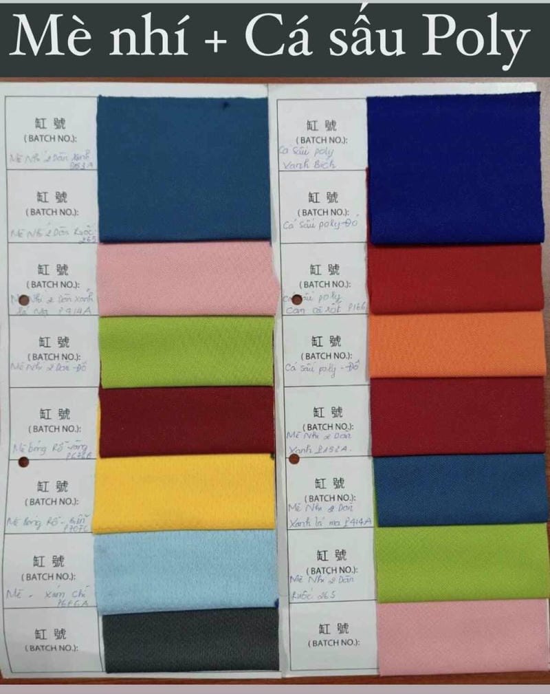 Bảng màu vải mè nhí, cá sấu poly