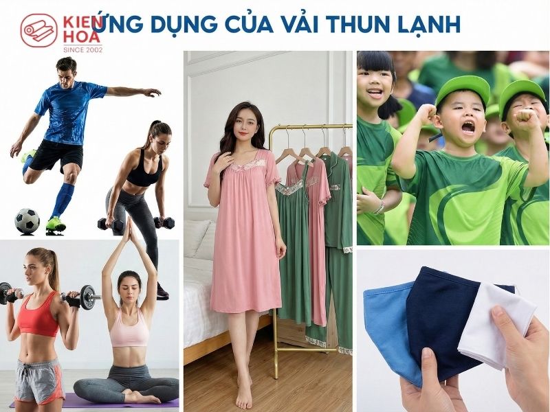 Sản phẩm thể thao, đầm váy và trang phục trẻ em làm từ vải thun lạnh