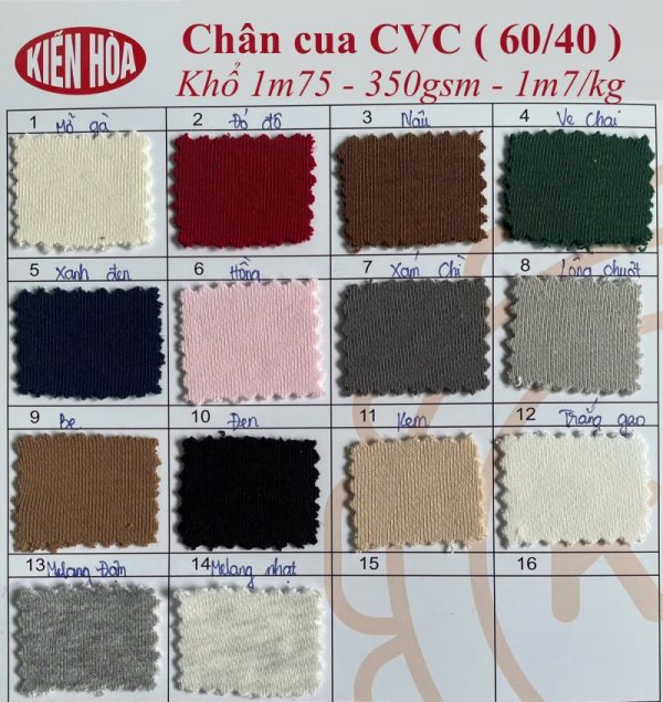 Bảng màu vải chân cua CVC