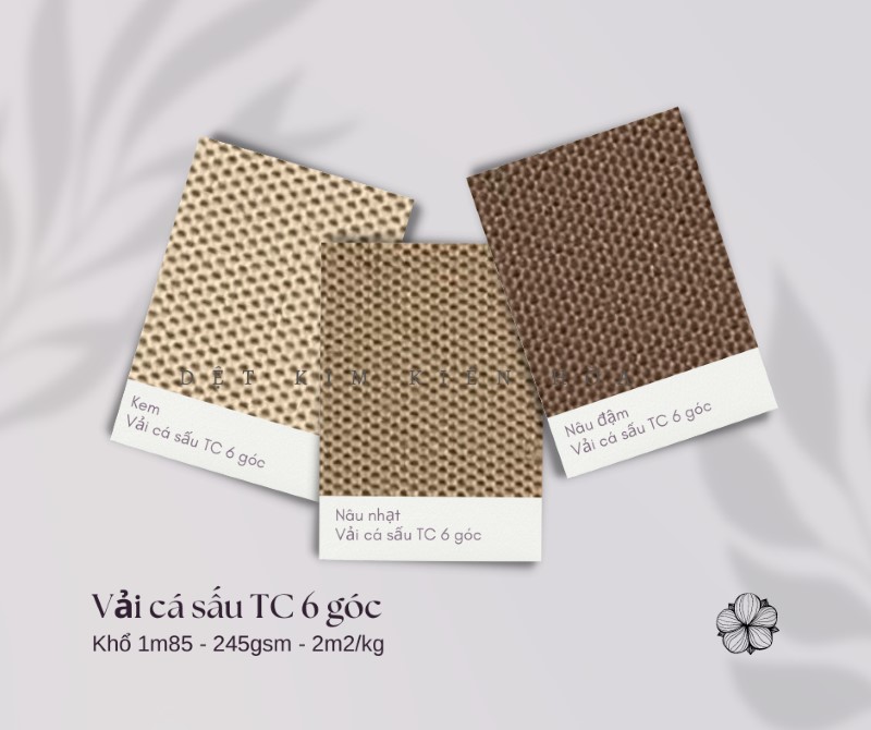 Màu vải cá sấu 6 góc
