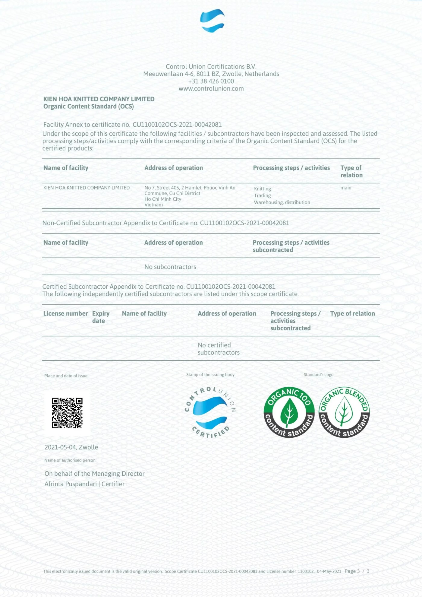 Tiêu chuẩn OCS Kiến Hòa