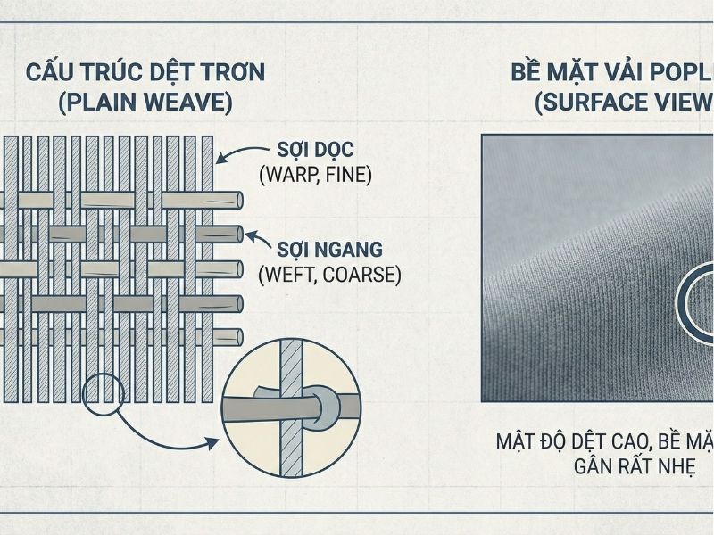 Cấu trúc dệt vải cotton poplin