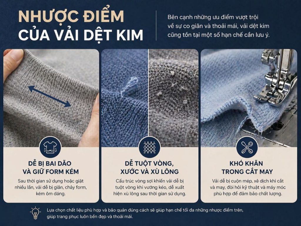 Một số nhược điểm cần lưu ý của hàng dệt kim