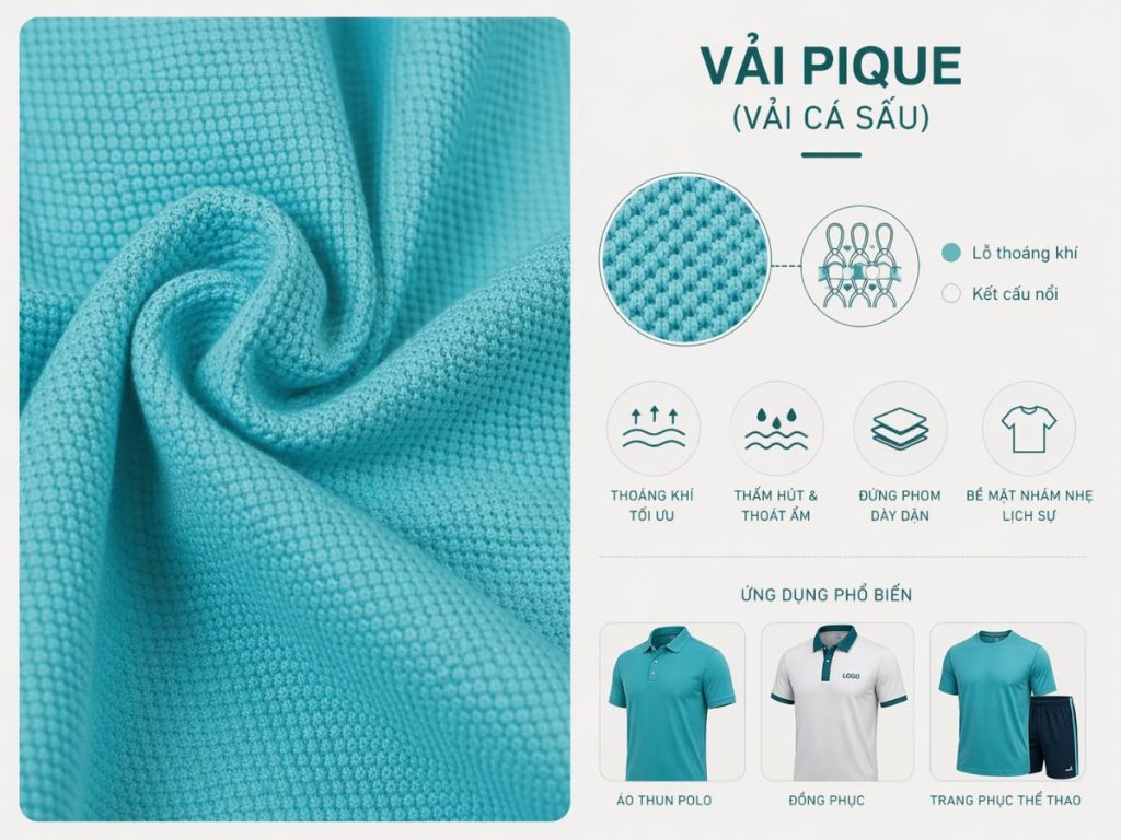 Kiểu dệt pique đặc trưng của vải cá sấu