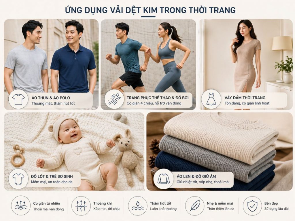 Ứng dụng của vải dệt kim trong thời trang