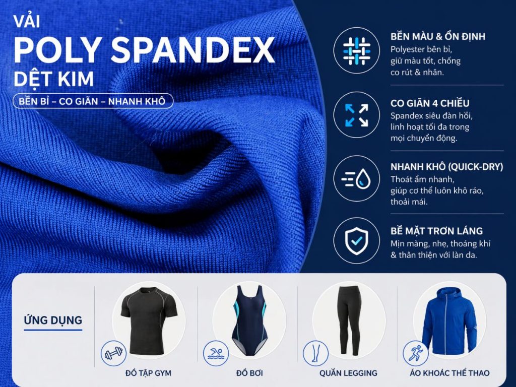 Vải polyester spandex độ co giãn cực tốt