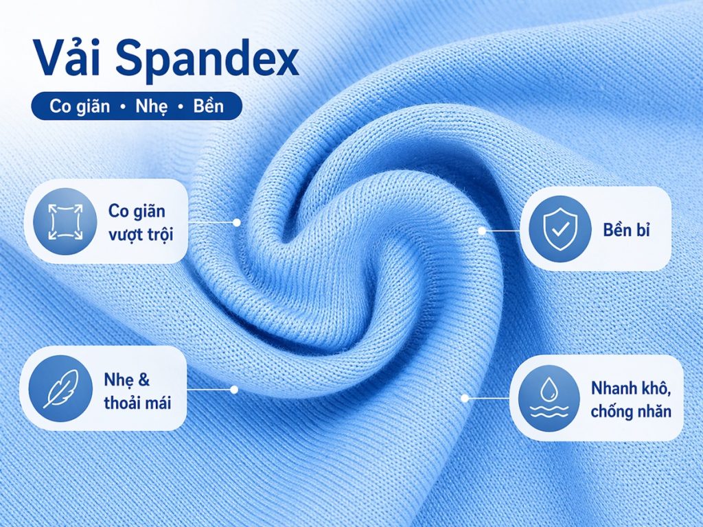 Vải spandex với đặc tính co giãn cực cao