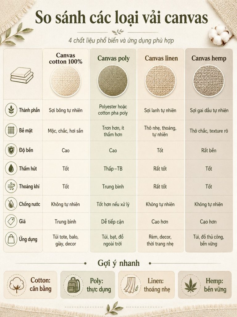 So sánh các loại vải canvas